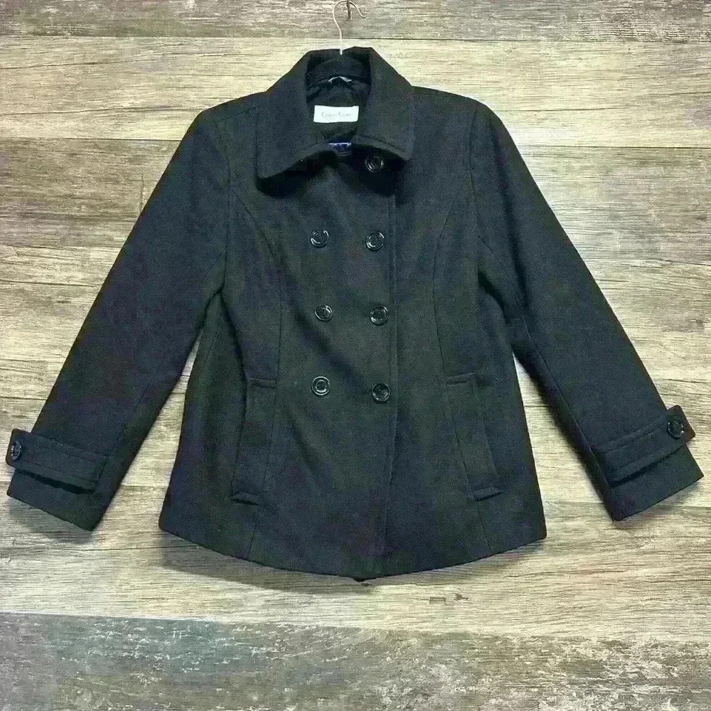 Calvin Klein Women’s Black Pea Coat Jacket Size Medium